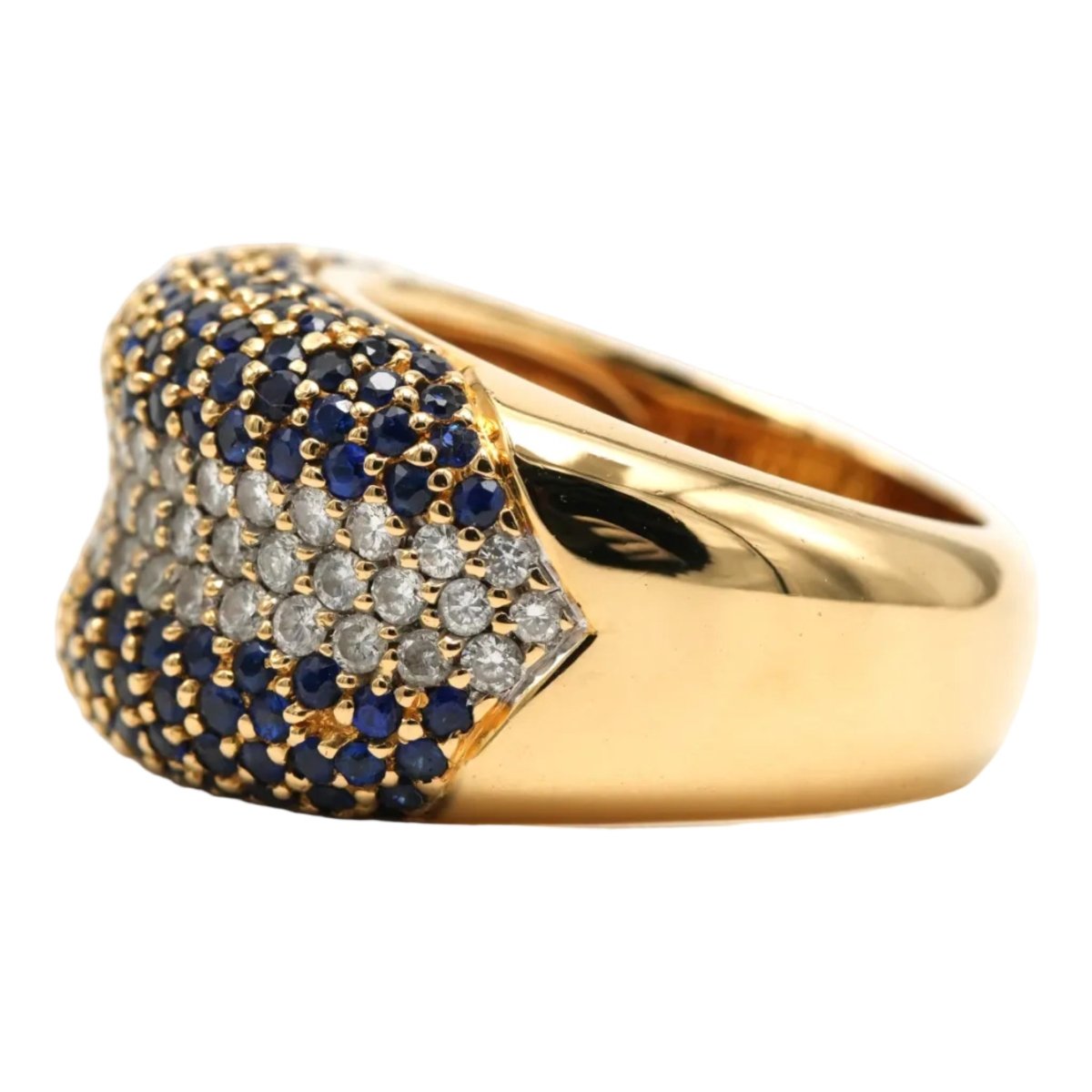 Bague Dôme en or jaune, saphirs et diamants - Castafiore