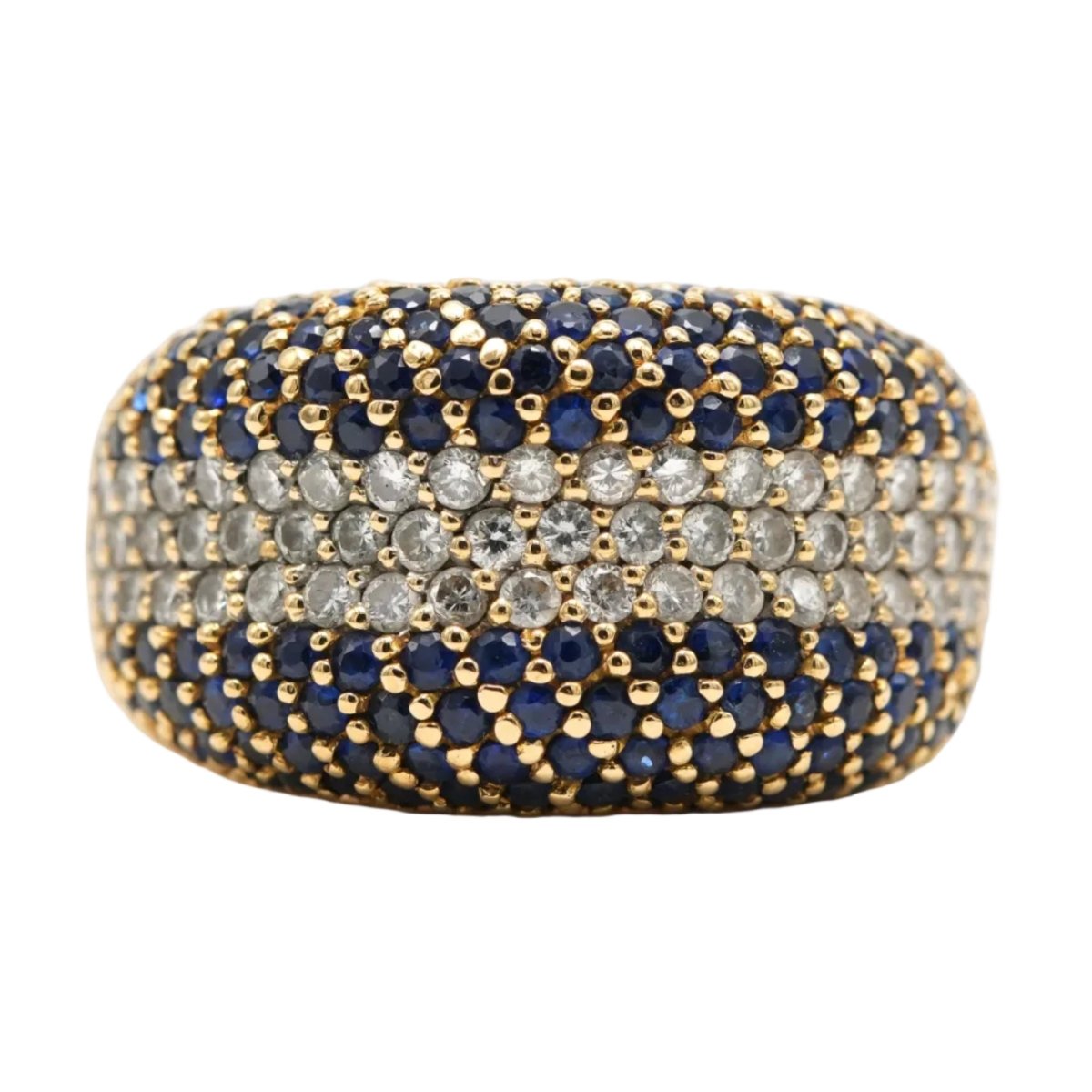 Bague Dôme en or jaune, saphirs et diamants - Castafiore