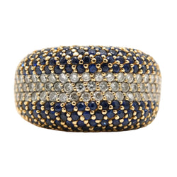 Bague Dôme en or jaune, saphirs et diamants - Castafiore