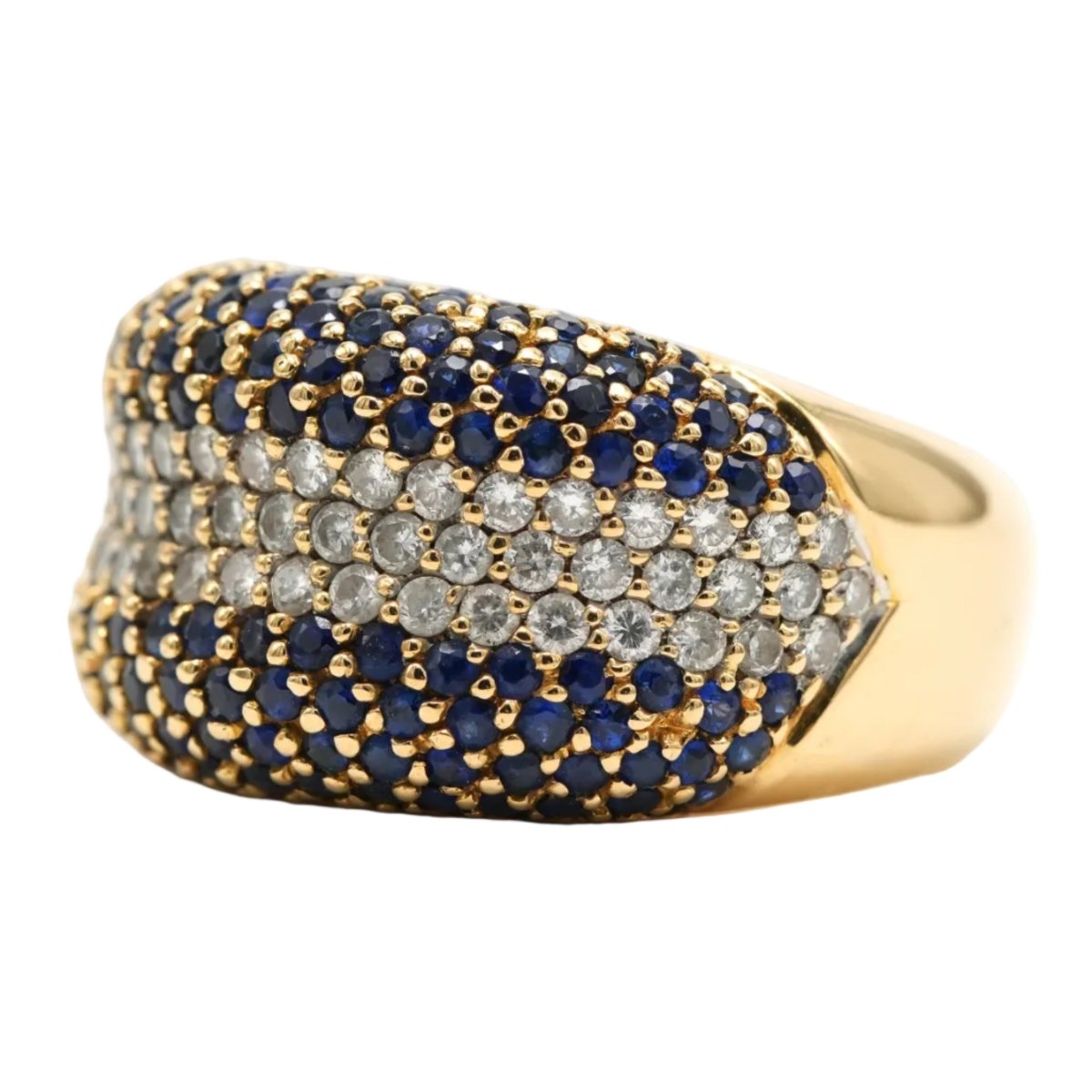 Bague Dôme en or jaune, saphirs et diamants - Castafiore