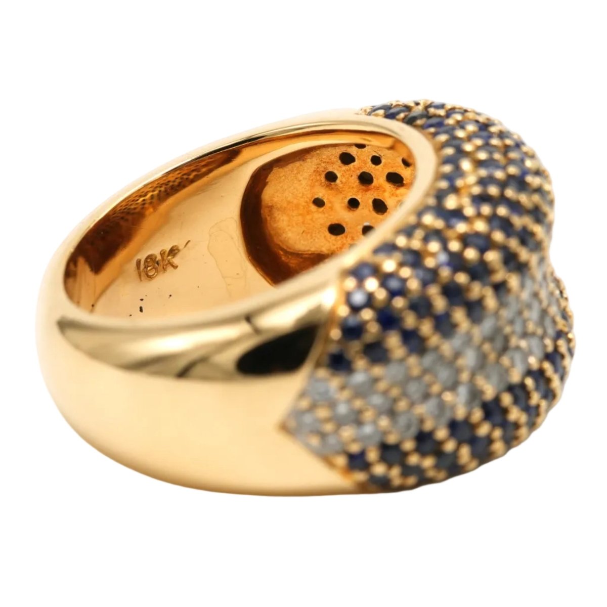 Bague Dôme en or jaune, saphirs et diamants - Castafiore