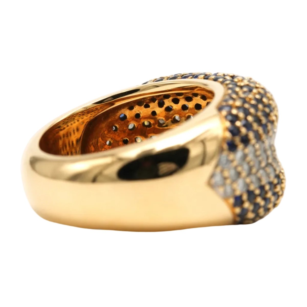 Bague Dôme en or jaune, saphirs et diamants - Castafiore