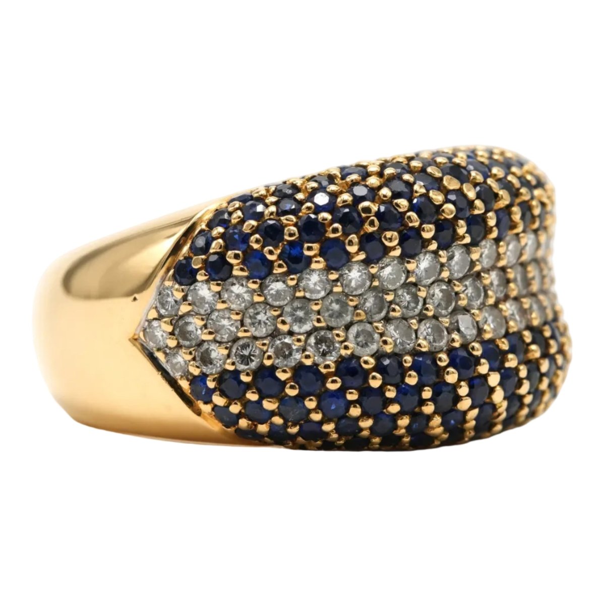 Bague Dôme en or jaune, saphirs et diamants - Castafiore