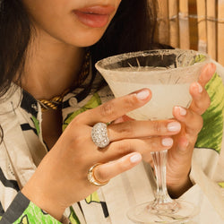 Bague Dôme en or jaune tressé et diamants - Castafiore