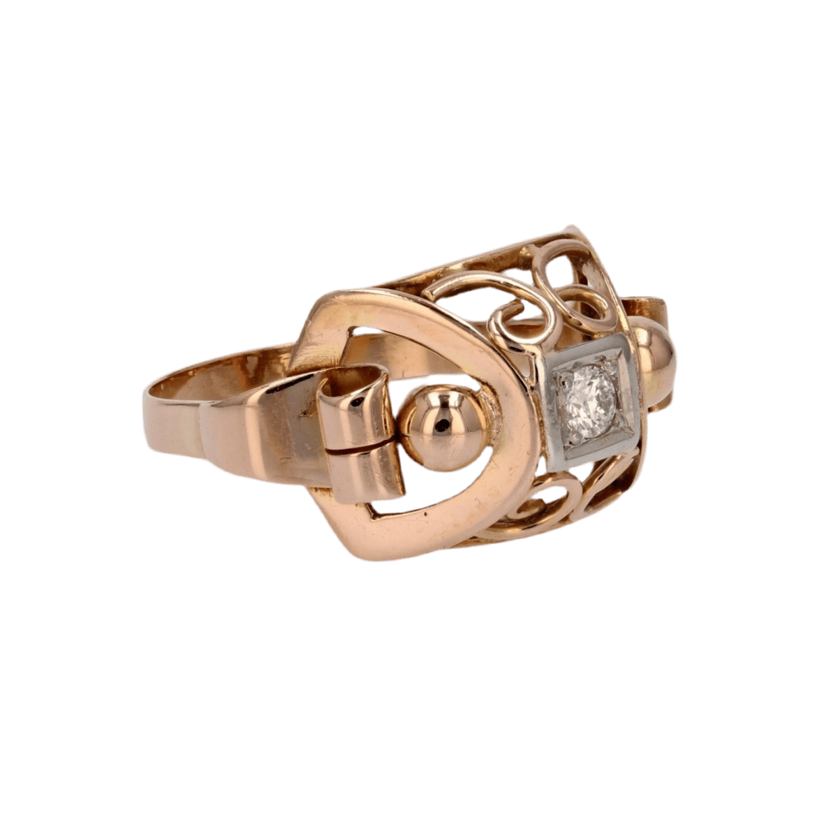 Bague Dôme en or rose et diamant - Castafiore