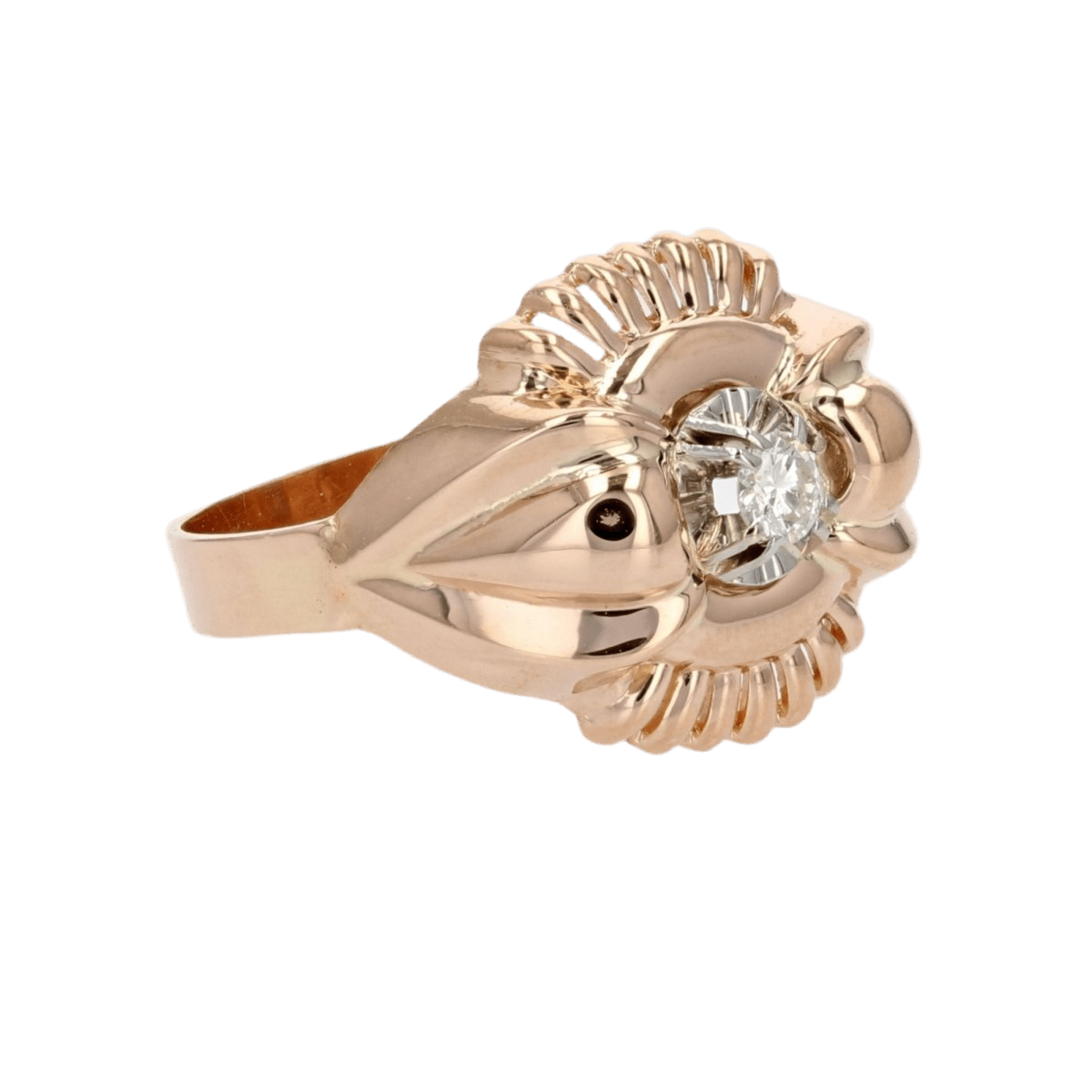 Bague Dôme en or rose et diamant - Castafiore