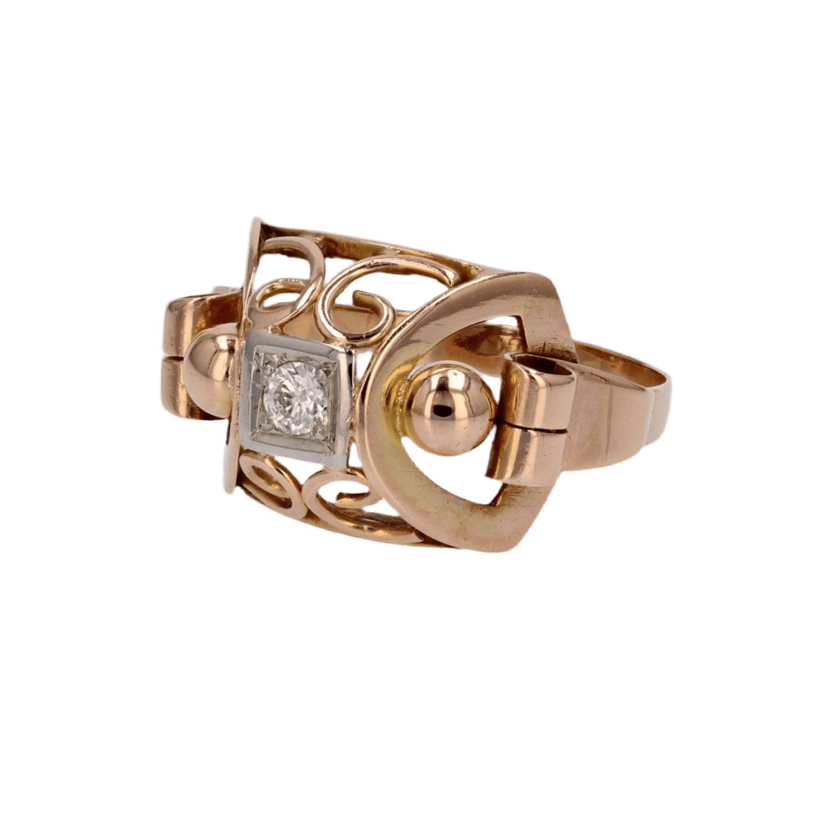 Bague Dôme en or rose et diamant - Castafiore