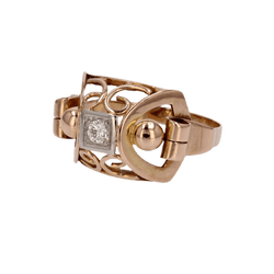 Bague Dôme en or rose et diamant - Castafiore