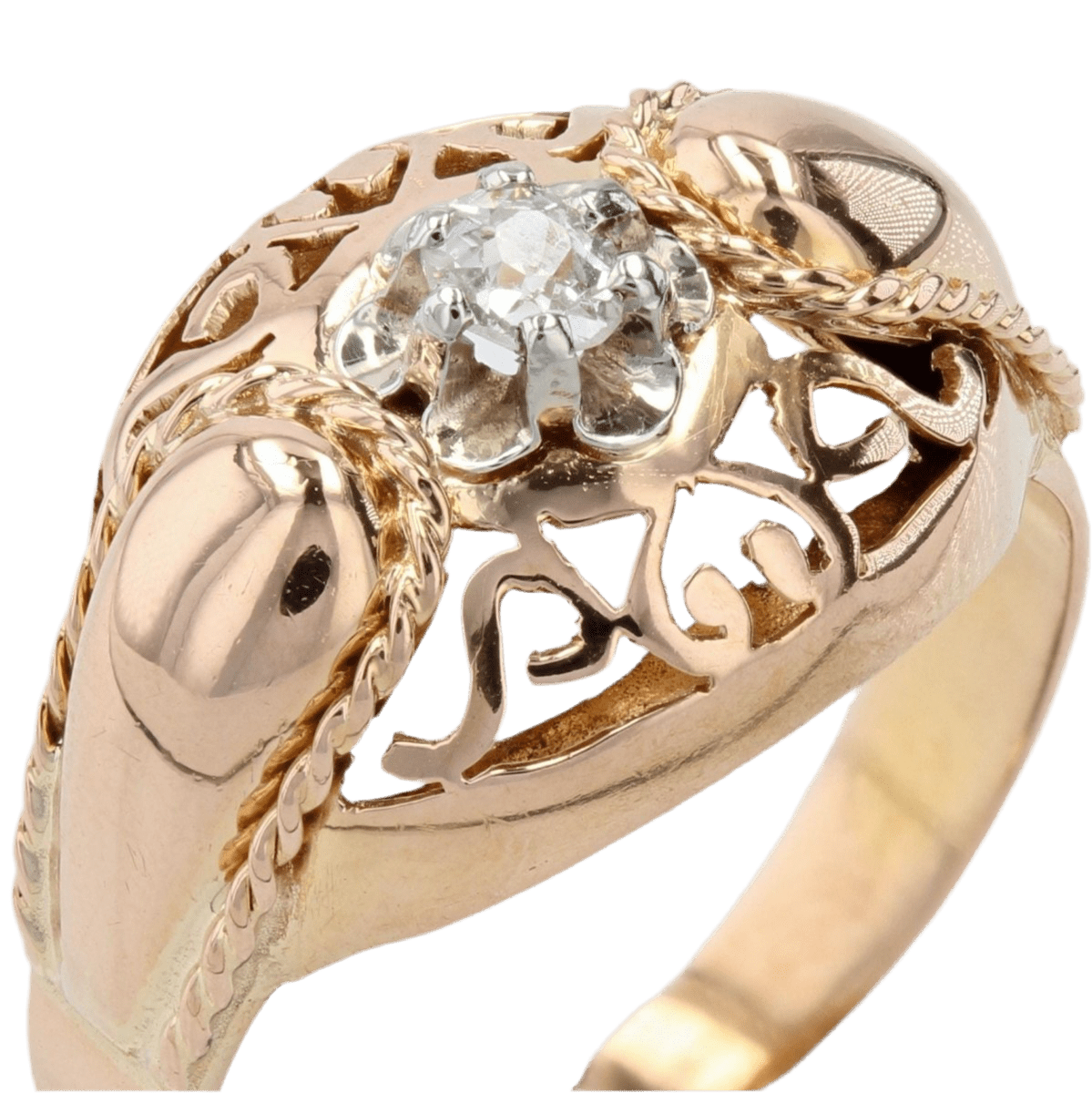 Bague Dôme en or rose et diamant - Castafiore