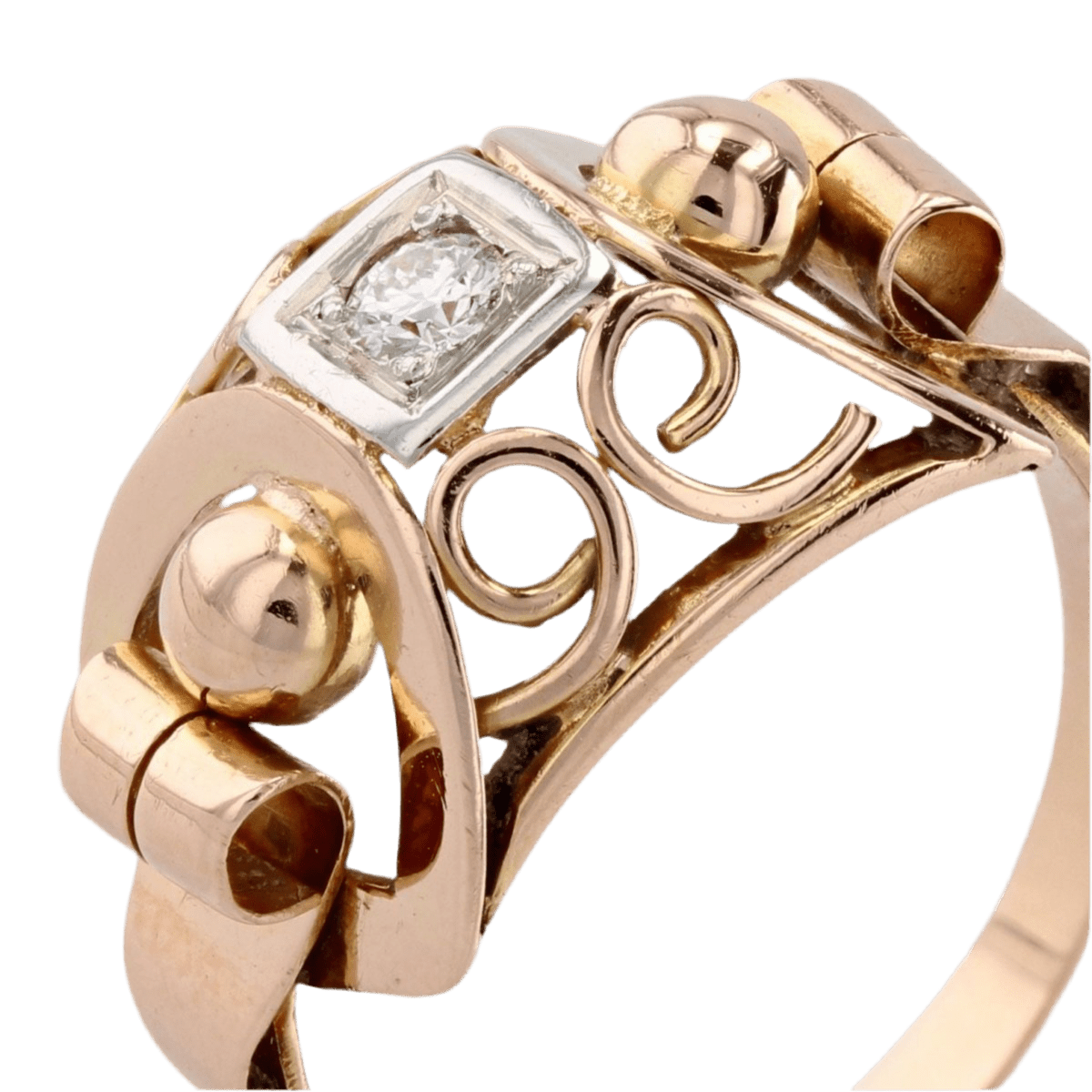 Bague Dôme en or rose et diamant - Castafiore