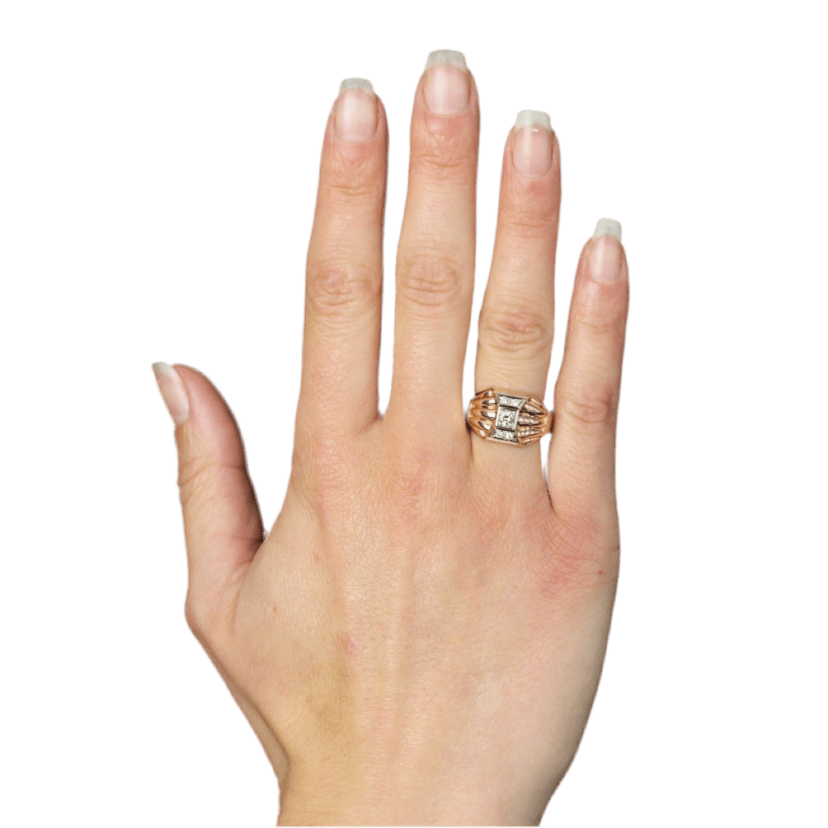 Bague Dôme en or rose et diamants - Castafiore