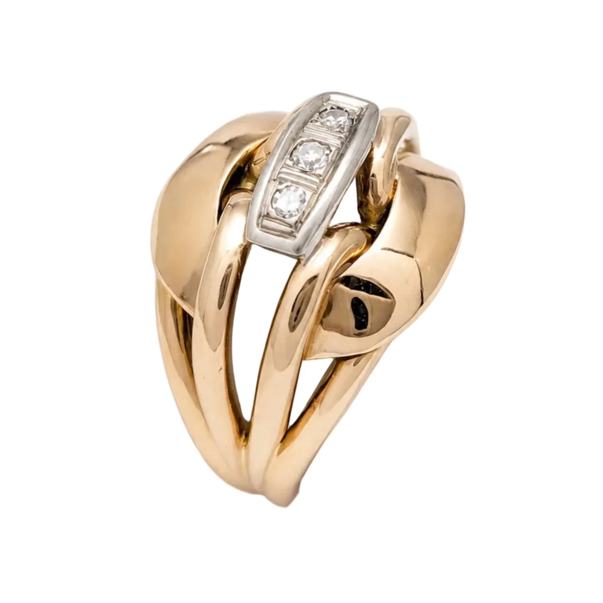 Bague Dôme en or rose et diamants - Castafiore