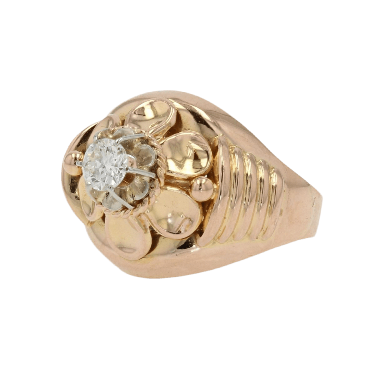 Bague Dôme en or rose et diamants - Castafiore