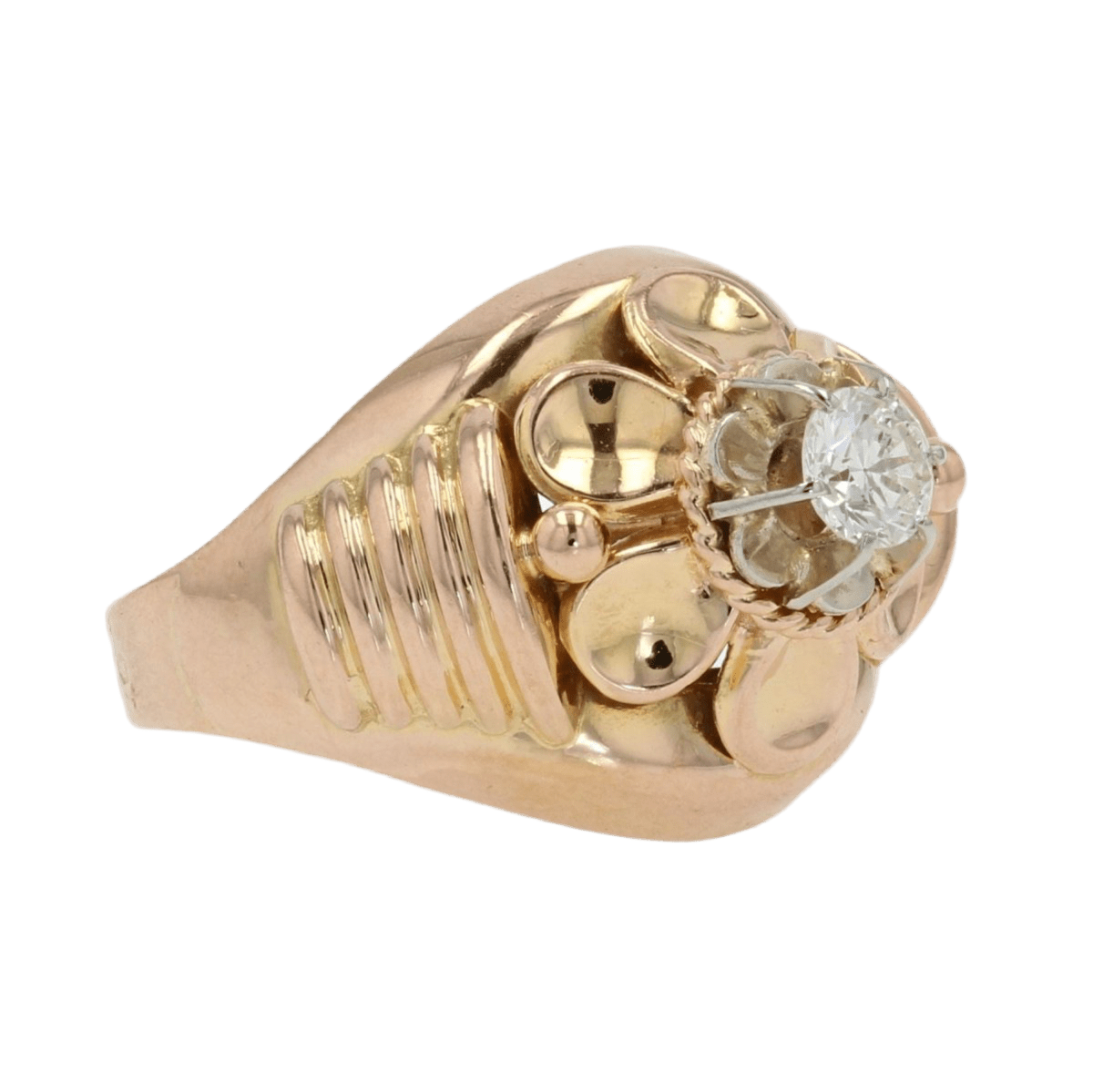 Bague Dôme en or rose et diamants - Castafiore