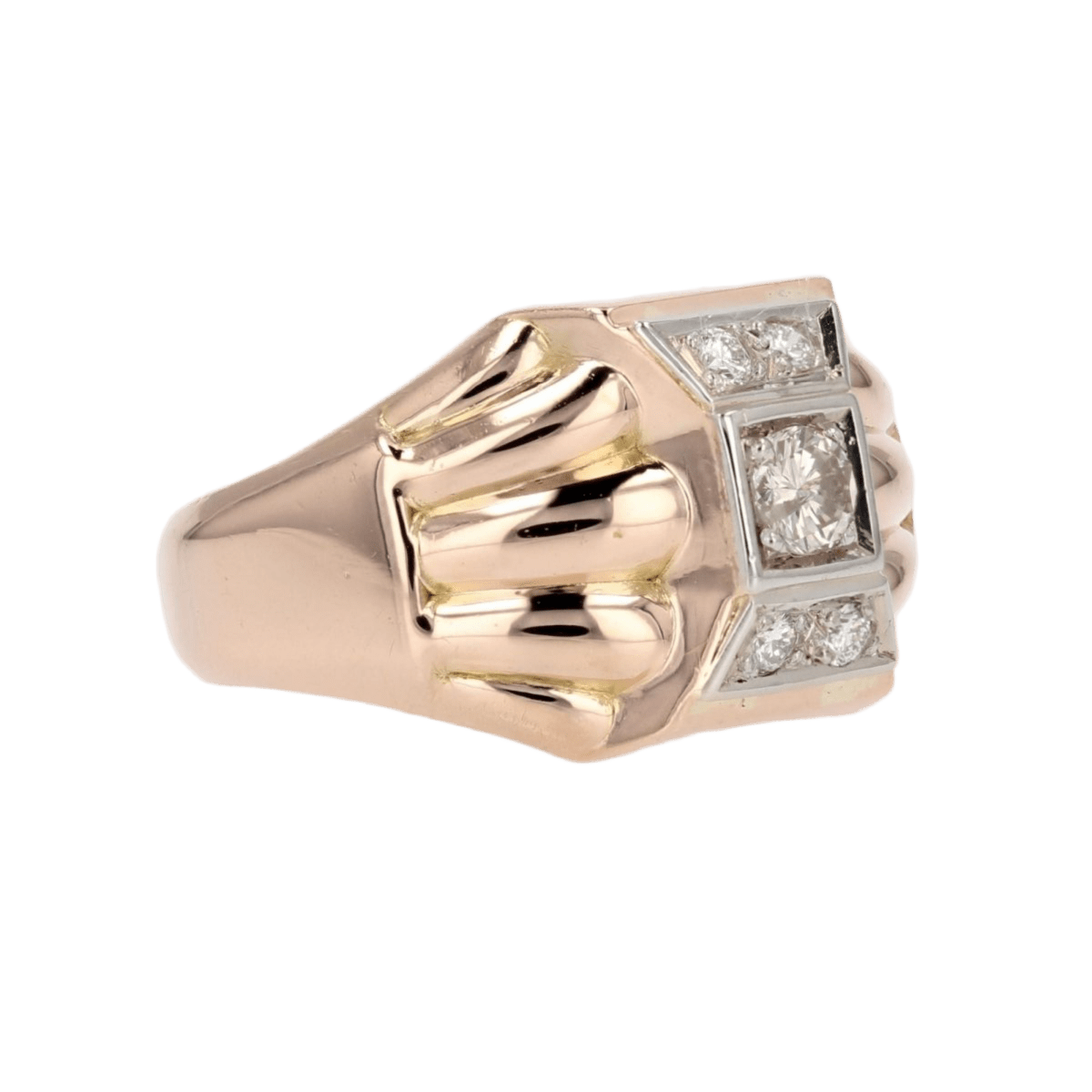 Bague Dôme en or rose et diamants - Castafiore