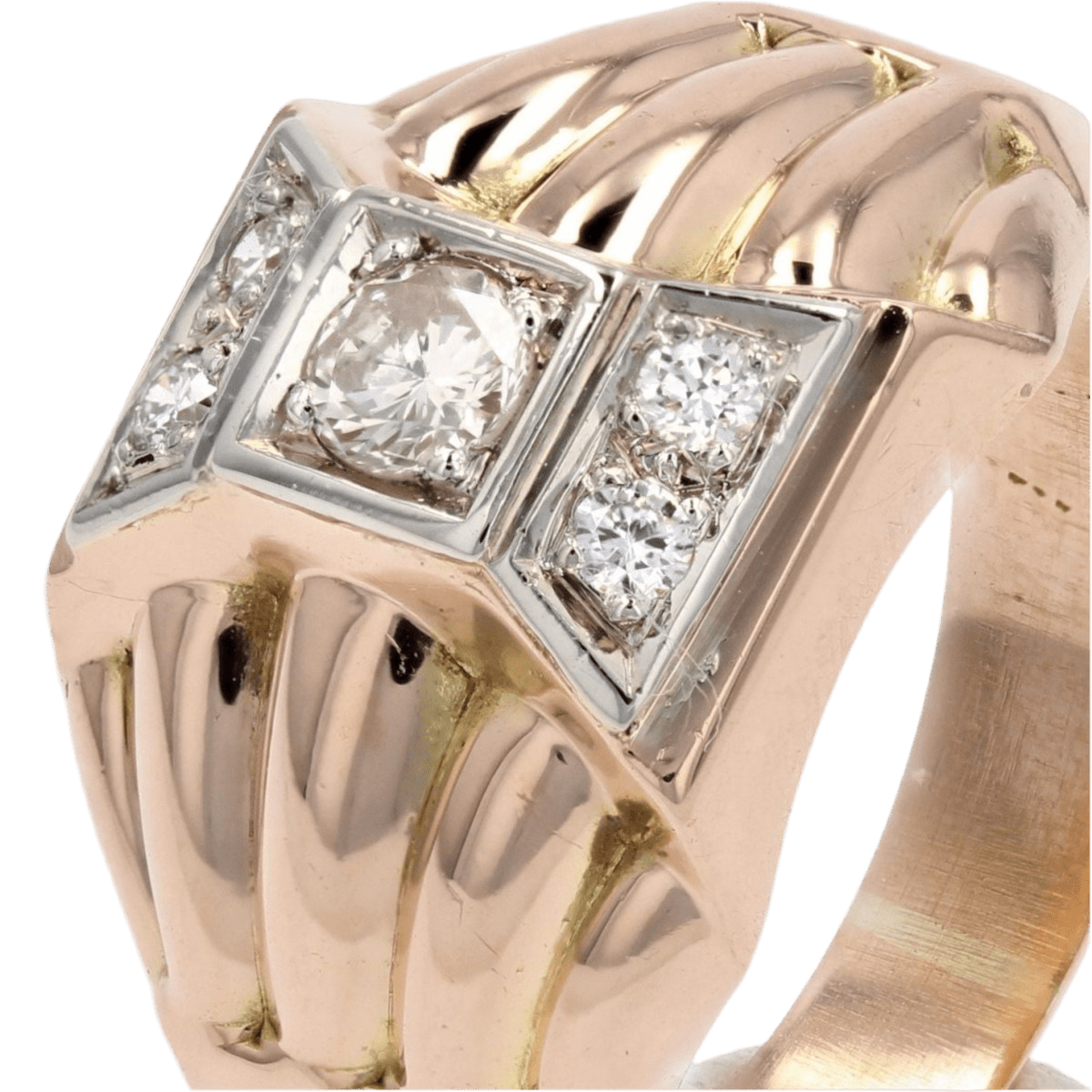 Bague Dôme en or rose et diamants - Castafiore