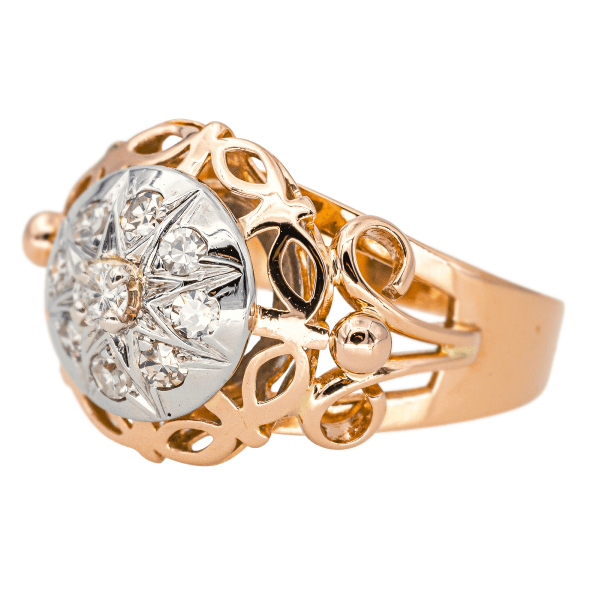 Bague Dôme en or rose et diamants - Castafiore