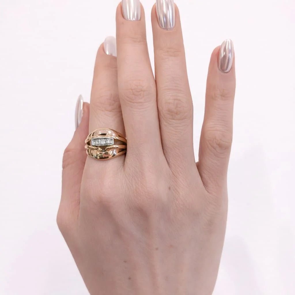 Bague Dôme en or rose et diamants - Castafiore