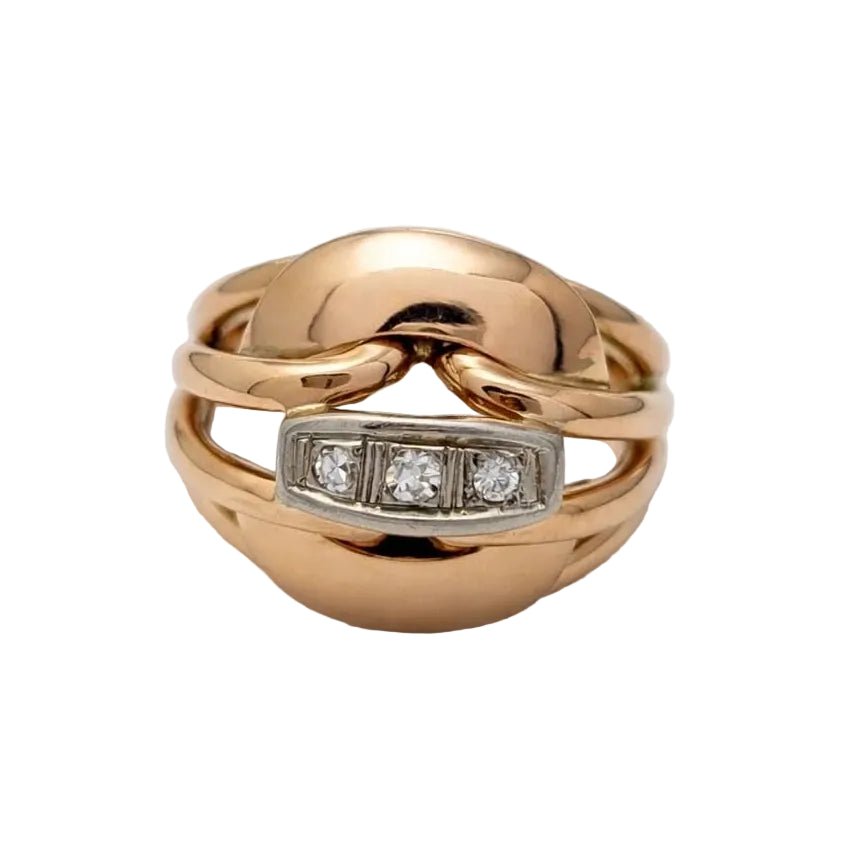 Bague Dôme en or rose et diamants - Castafiore