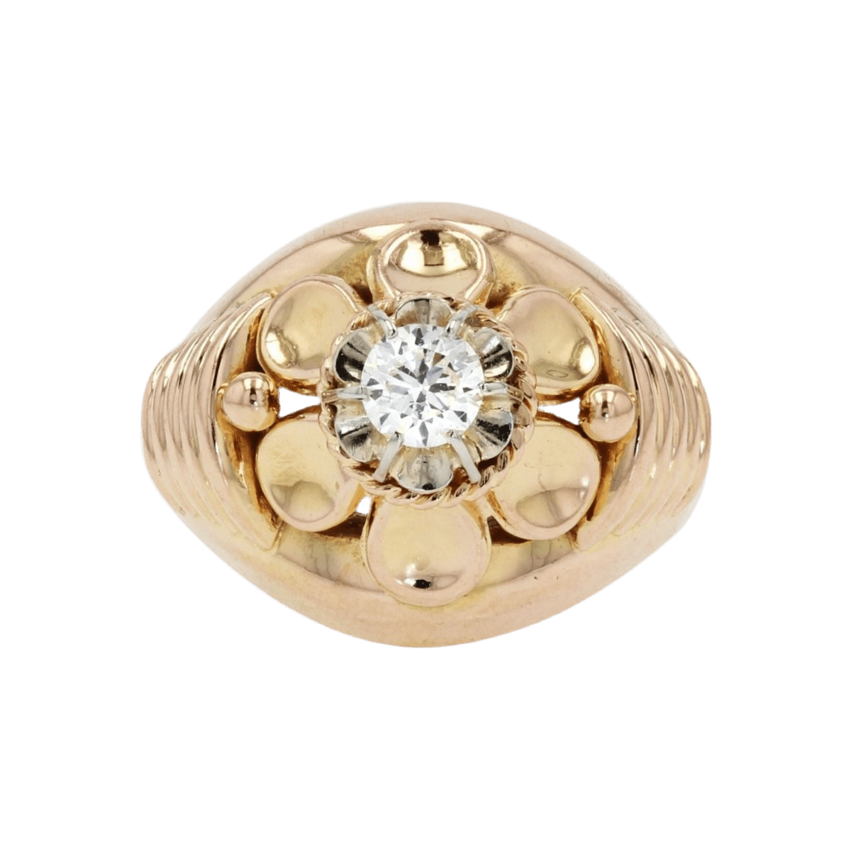 Bague Dôme en or rose et diamants - Castafiore