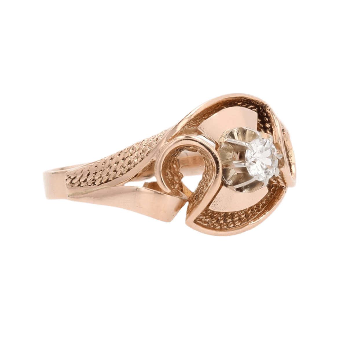 Bague Dôme en or rose et saphir - Castafiore