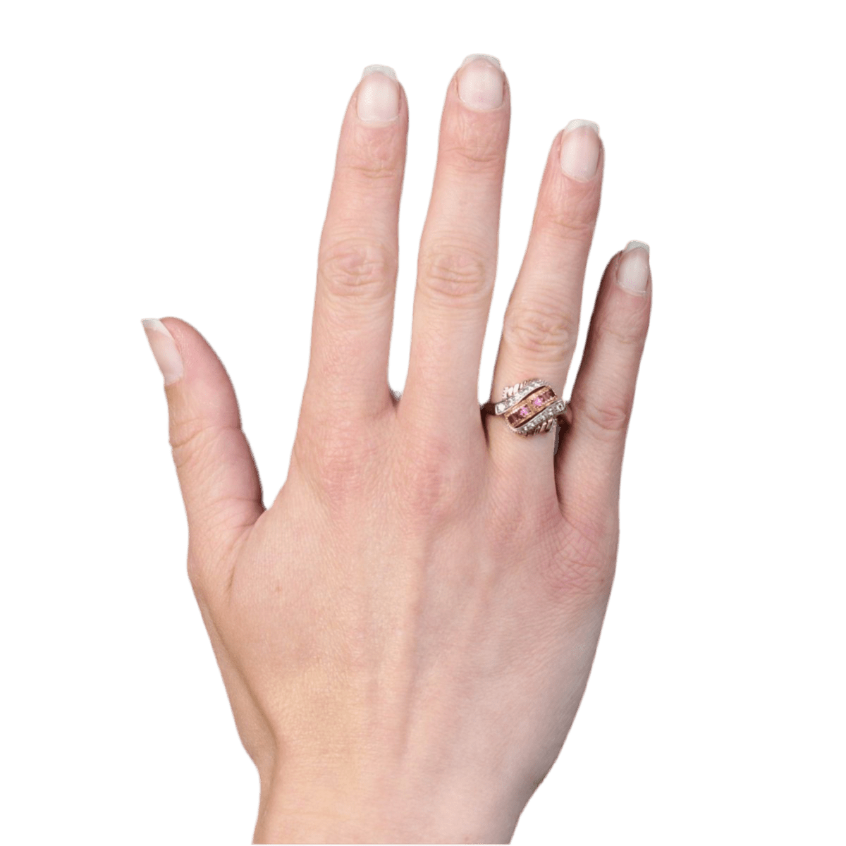 Bague Dôme en or rose, or blanc et rubis - Castafiore