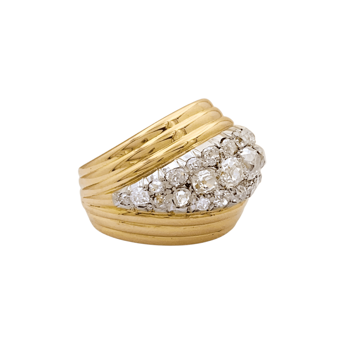 Bague Dôme en or rose, platine et diamants - Castafiore