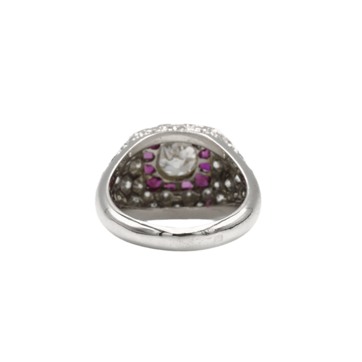 Bague Dôme en platine, rubis et diamant - Castafiore