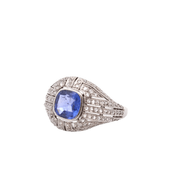 Bague Dôme en platine, saphir et diamants - Castafiore