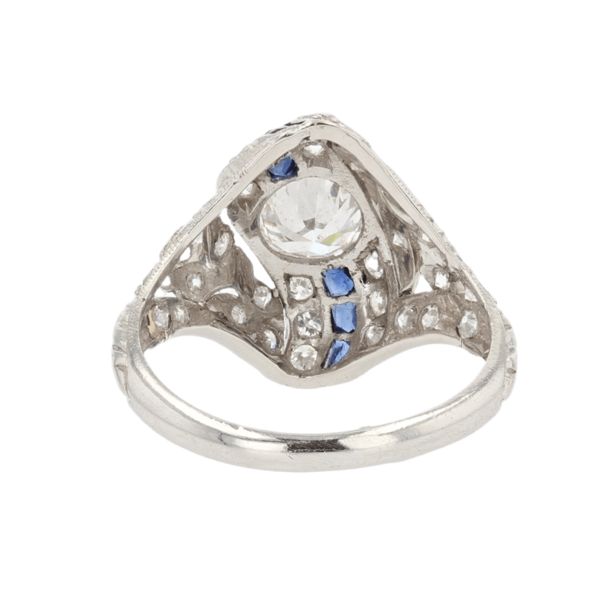 Bague Dôme en platine, saphirs et diamants - Castafiore