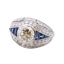 Bague Dôme en platine, saphirs et diamants - Castafiore