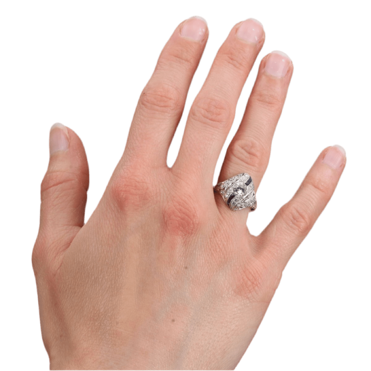 Bague Dôme en platine, saphirs et diamants - Castafiore