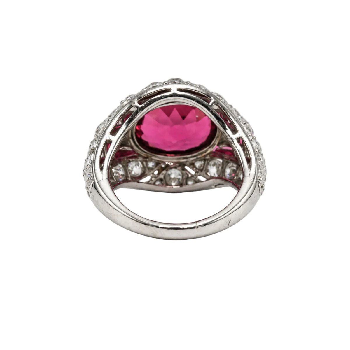 Bague Dôme en platine, tourmaline et diamants - Castafiore