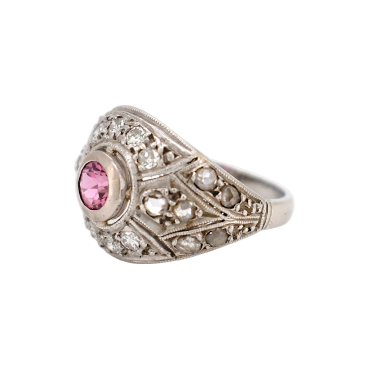 Bague Dôme en platine, tourmaline et diamants - Castafiore