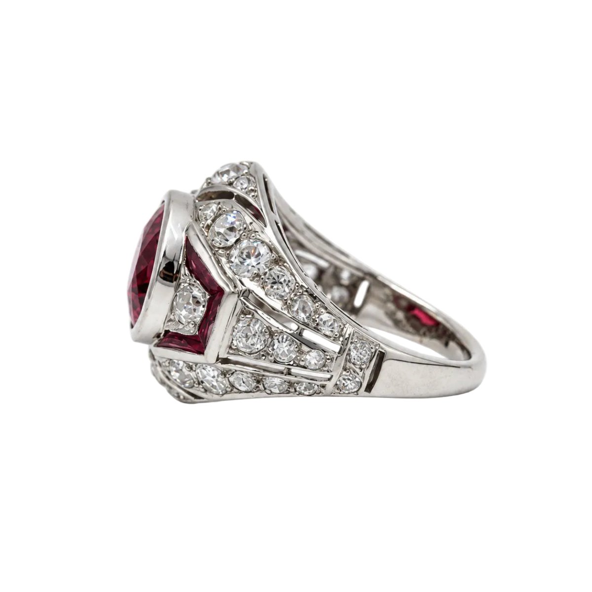 Bague Dôme en platine, tourmaline et diamants - Castafiore