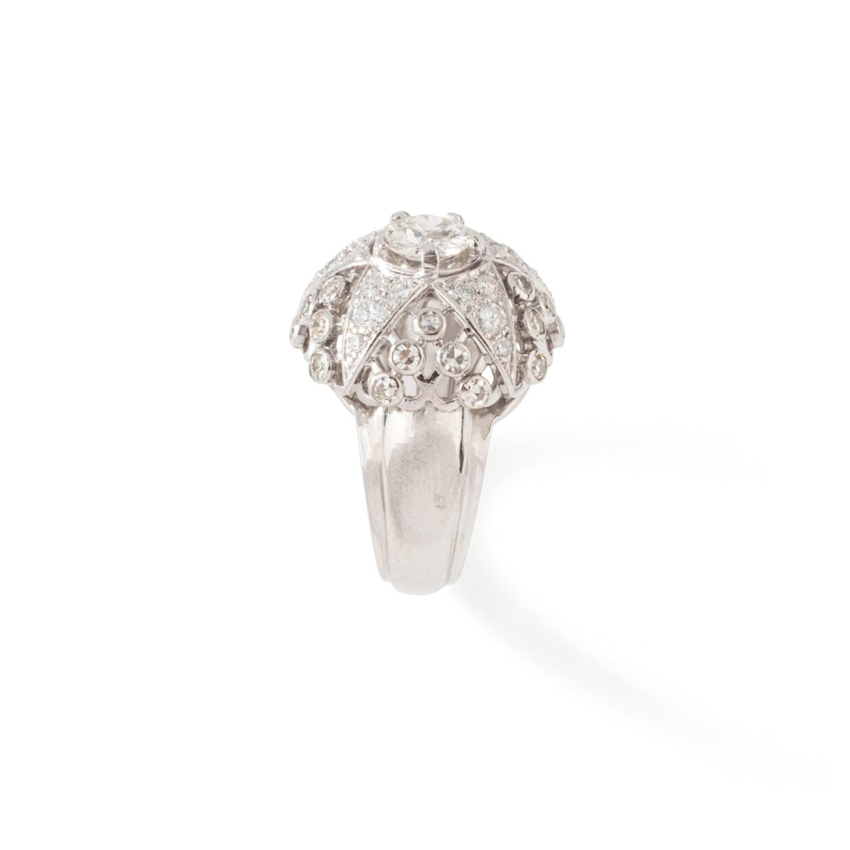 Bague Dôme étoile en or blanc, platine et diamants - Castafiore