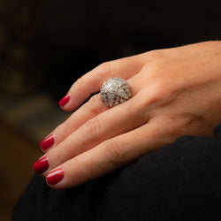 Bague Dôme étoile en or blanc, platine et diamants - Castafiore