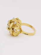 Bague dome fleur or jaune diamants - Castafiore