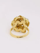 Bague dome fleur or jaune diamants - Castafiore