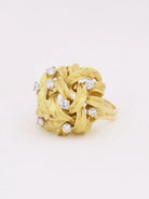 Bague dome fleur or jaune diamants - Castafiore