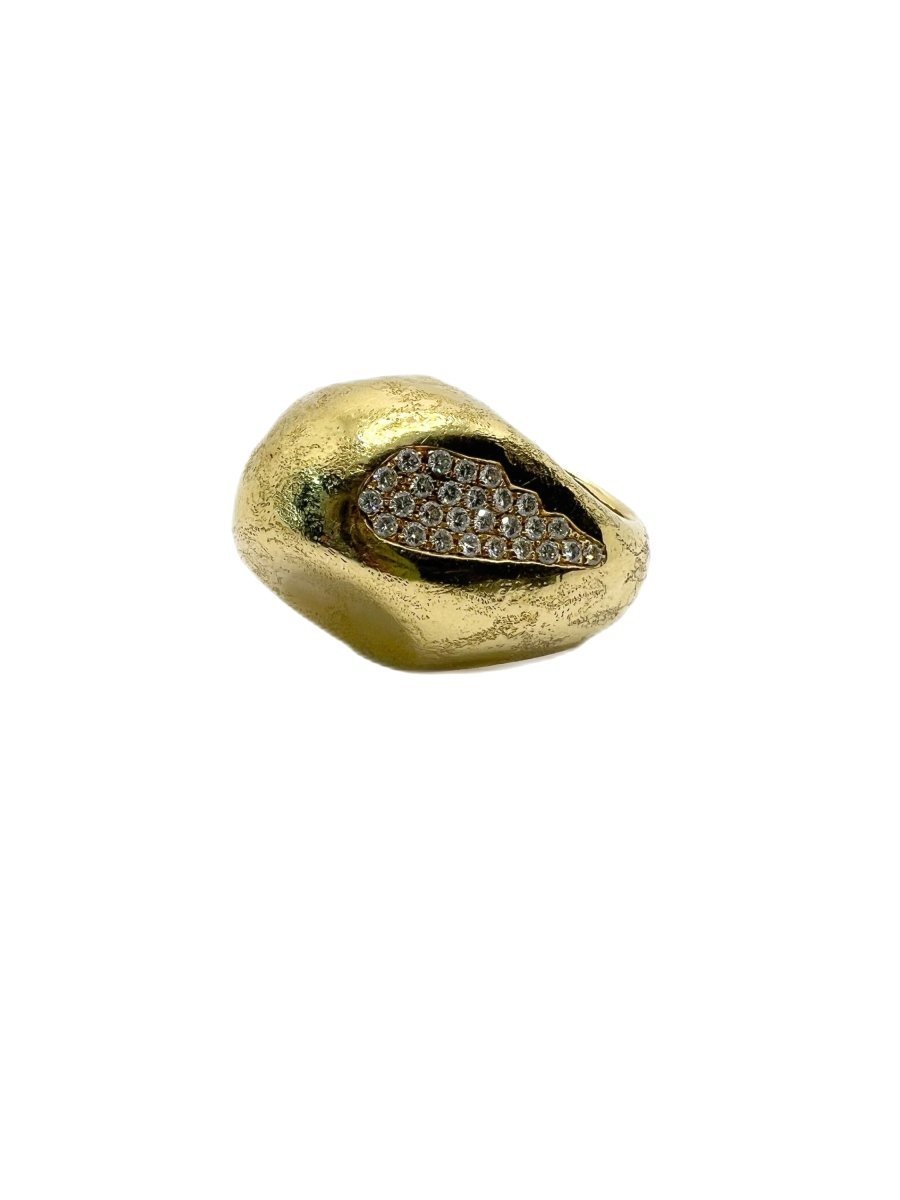 Bague Dôme MISANI en or jaune avec diamants naturels - Castafiore