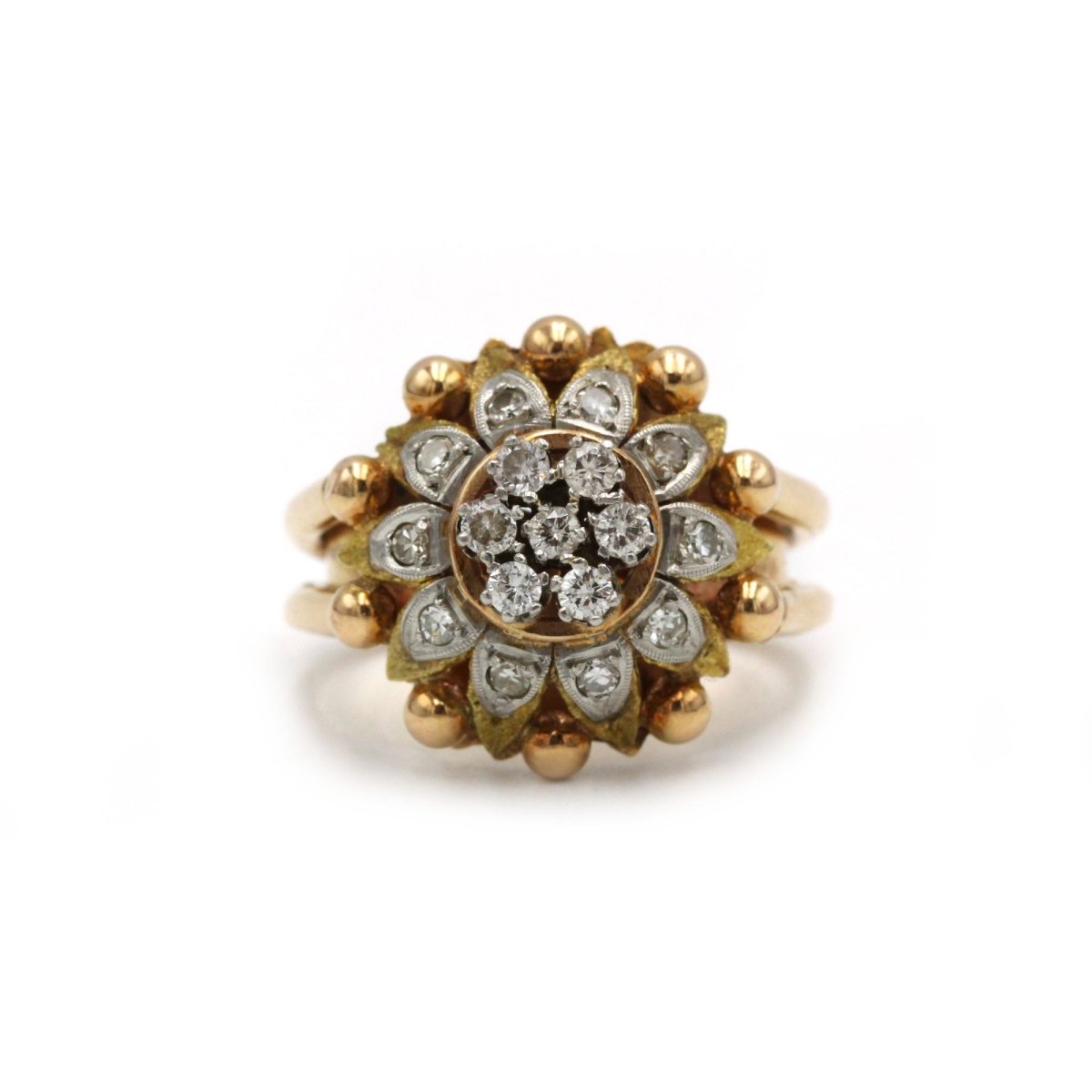 Bague Dôme - Or jaune, Platine et Diamants - Castafiore