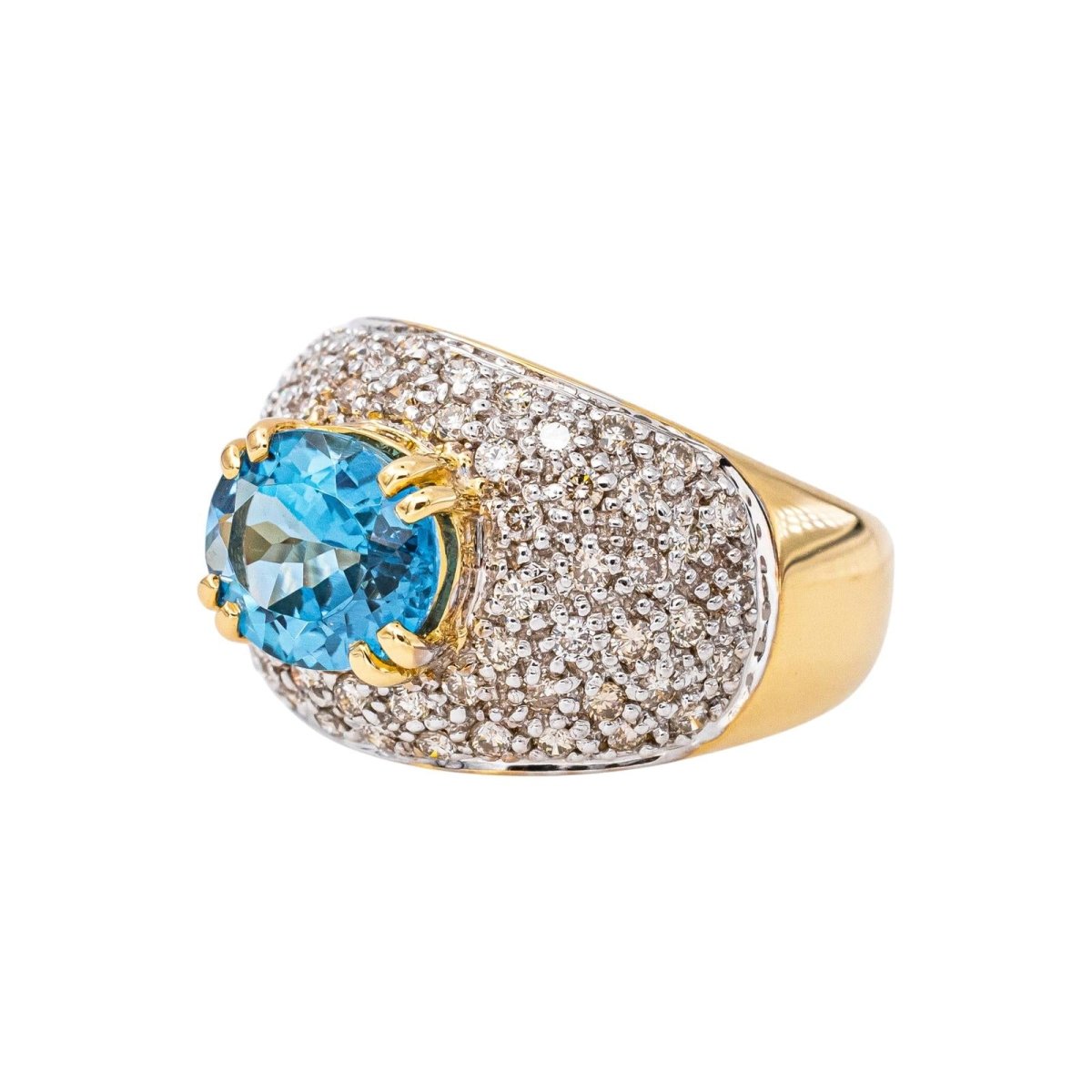 Bague Dôme Or jaune Topaze bleu - Castafiore
