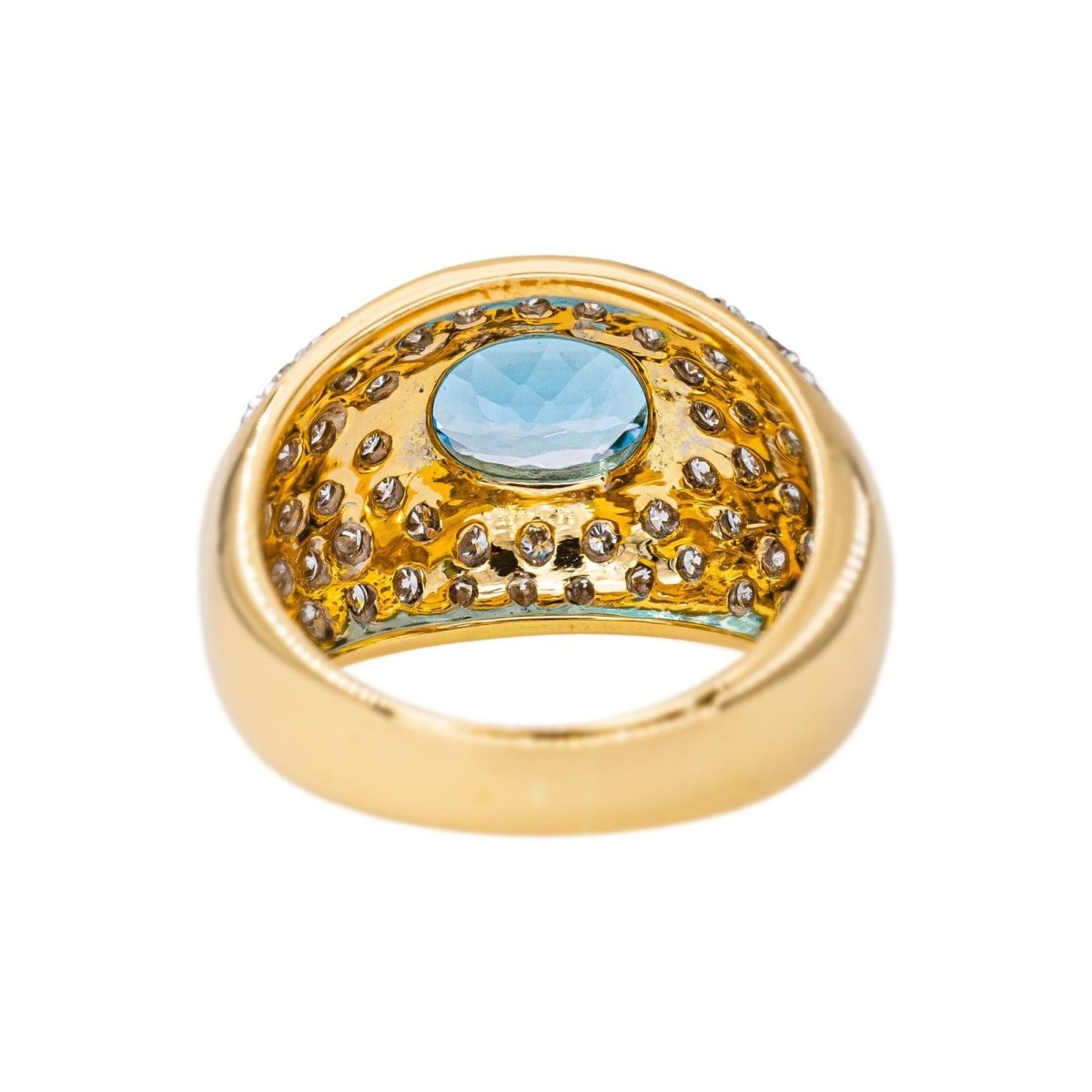 Bague Dôme Or jaune Topaze bleu - Castafiore