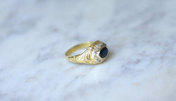 Bague dôme saphir entourage diamants - Castafiore