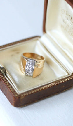 Bague Dome Tank diamants, or et platine - Castafiore