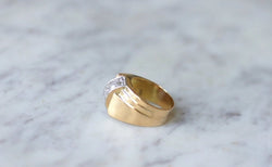 Bague Dome Tank diamants, or et platine - Castafiore