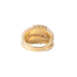 Bague double anneaux en corail peau d'ange sur or jaune - Castafiore