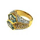 Bague double en or bicolore Bulgari aigue - marine et diamant - Castafiore