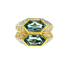 Bague double en or bicolore Bulgari aigue - marine et diamant - Castafiore